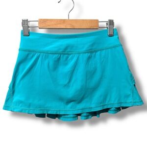 Ivivva by Lululemon Girls Skort Set The Pace Teal Pleated Tennis Skirt Size 8